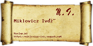 Miklovicz Ivó névjegykártya